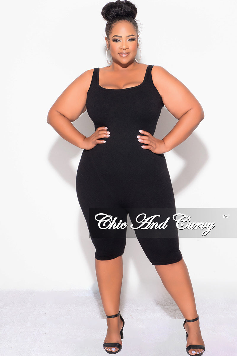 Final Sale Plus Size Sleeveless Light Ribbed Romper in Black