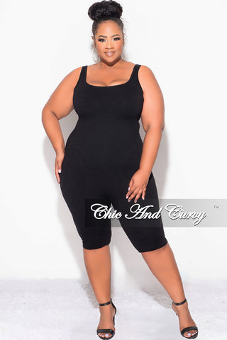 Final Sale Plus Size Sleeveless Light Ribbed Romper in Black