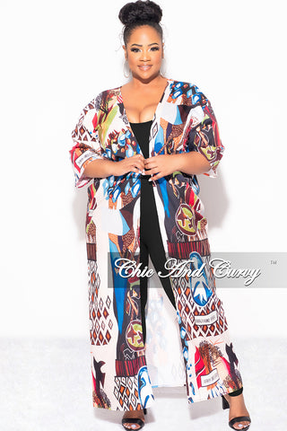 Final Sale Plus Size Caftan in Multi Color Design Print