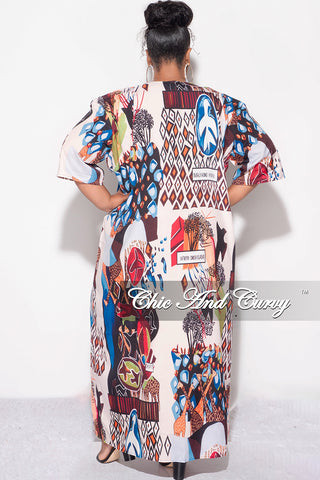 Final Sale Plus Size Caftan in Multi Color Design Print