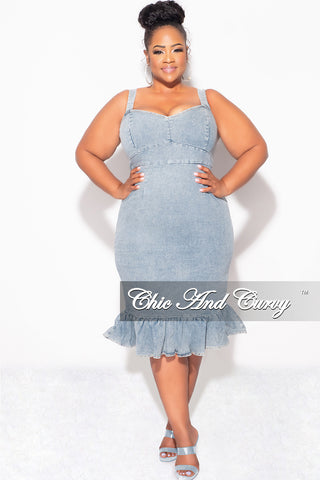 Final Sale Plus Size Sleeveless Ruffle Dress in Denim