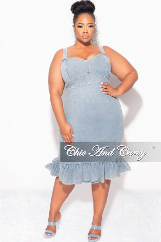 Final Sale Plus Size Sleeveless Ruffle Dress in Denim