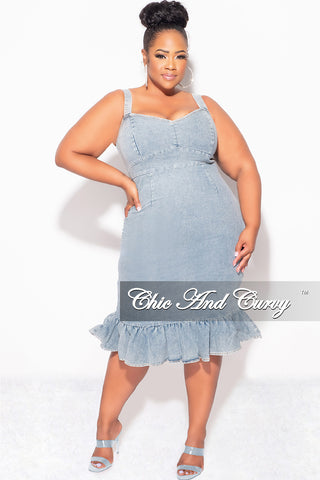 Final Sale Plus Size Sleeveless Ruffle Dress in Denim