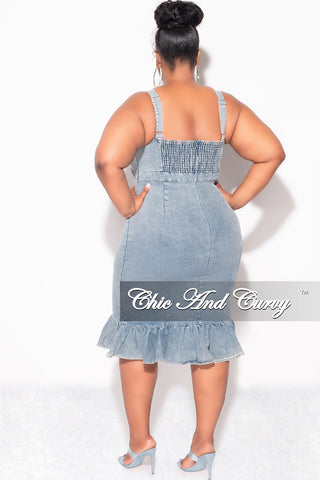 Final Sale Plus Size Sleeveless Ruffle Dress in Denim