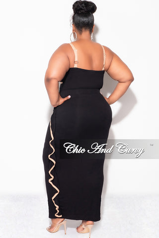 Final Sale Plus Size 2pc Crop Top and Ruffle Skirt Set in Black and Mocha