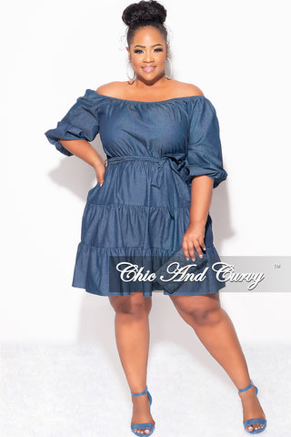 Final Sale Plus Size Tiered Baby Doll Dress in Medium Denim