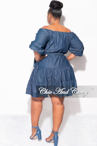 Final Sale Plus Size Tiered Baby Doll Dress in Medium Denim