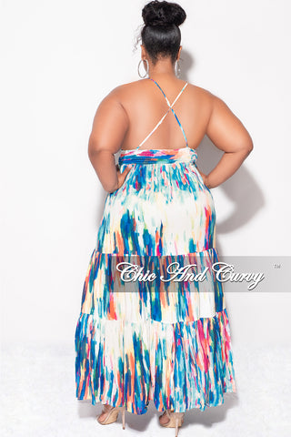 Final Sale Plus Size Spaghetti Strap Maxi Dress in Multi-Color Print