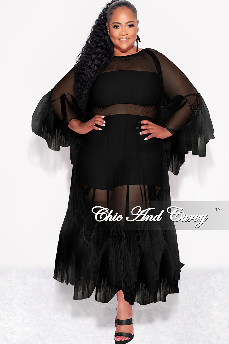 Final Sale Plus Size 3pc Tube Top, Shorts and Sheer Tulle Dress in Black - 3x 22 Final Sale Plus Size 3pc Tube Top, Shorts and Sheer Tulle Dress in Black - 3x 22