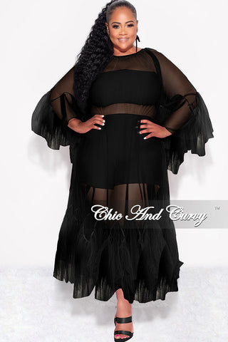 Final Sale Plus Size 3pc Tube Top, Shorts and Sheer Tulle Dress in Black