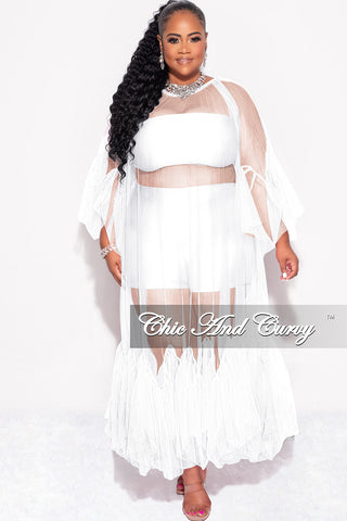 Final Sale Plus Size 3pc Tube Top, Shorts and Sheer Tulle Dress in White