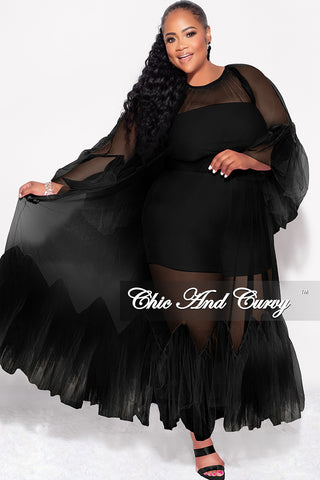 Final Sale Plus Size 3pc Tube Top, Shorts and Sheer Tulle Dress in Black