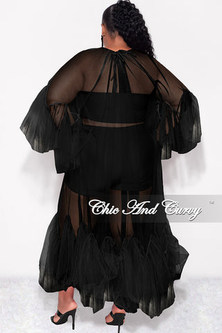 Final Sale Plus Size 3pc Tube Top, Shorts and Sheer Tulle Dress in Black