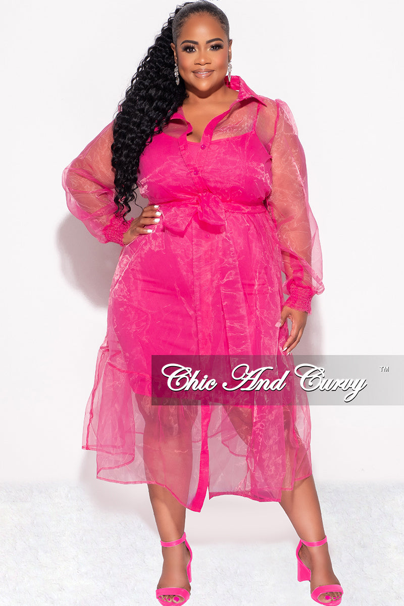 Final Sale Plus Size Sheer Coat & Under Dress in Pink Final Sale Plus Size Sheer Coat & Under Dress in Pink