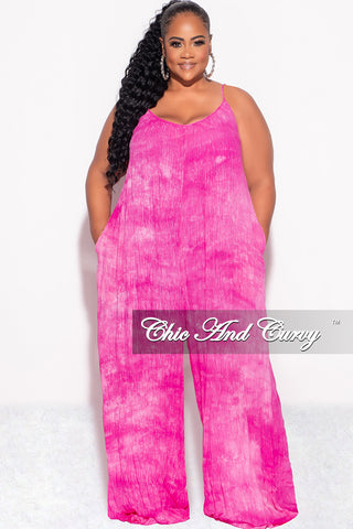 Final Sale Plus Size Jumpsuit with Soft Crepe Fabric in Pink