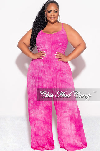 Final Sale Plus Size Jumpsuit with Soft Crepe Fabric in Pink