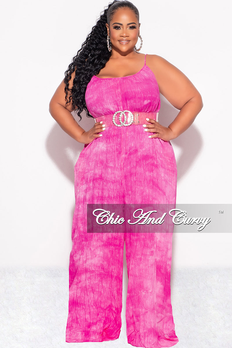 Final Sale Plus Size Jumpsuit with Soft Crepe Fabric in Pink