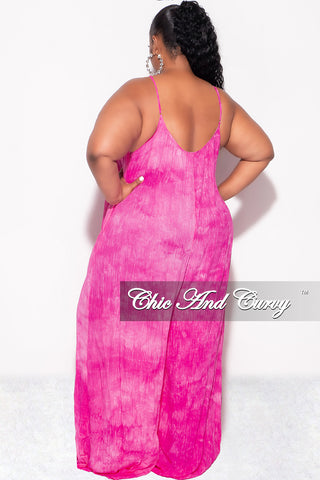 Final Sale Plus Size Jumpsuit with Soft Crepe Fabric in Pink