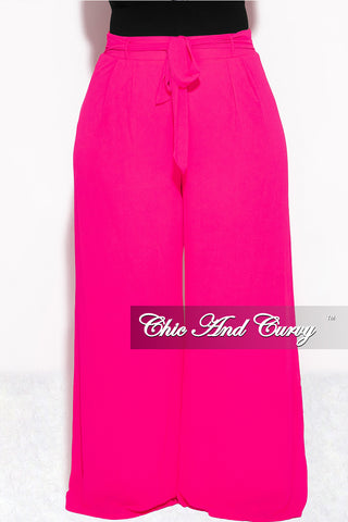 Final Sale Plus Size Chiffon Palazzo Pants in Fuchsia