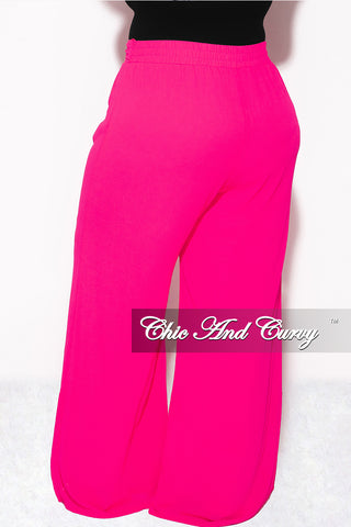 Final Sale Plus Size Chiffon Palazzo Pants in Fuchsia