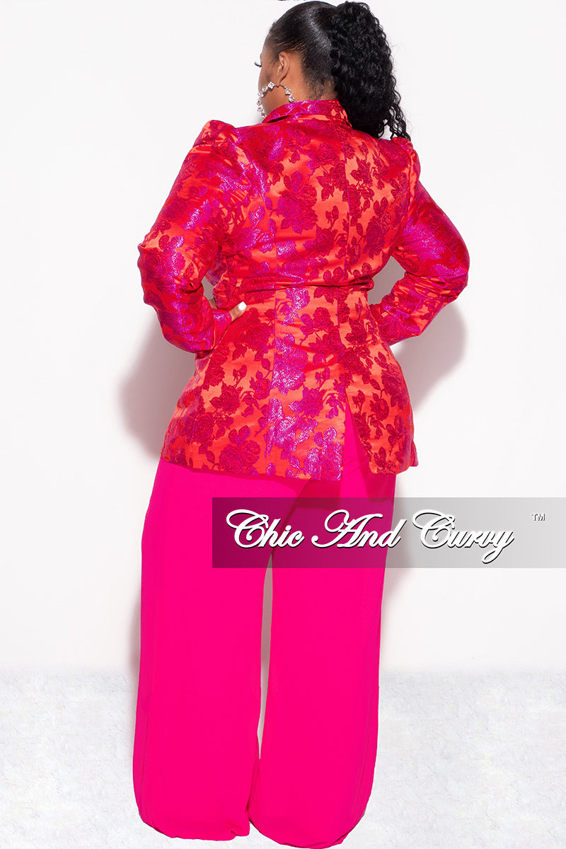 Final Sale Plus Size Blazer in Red and Purple Floral Design Print ...