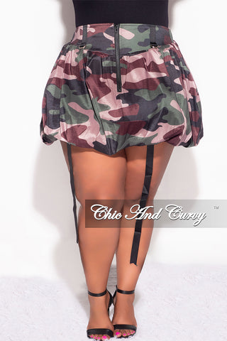 Final Sale Plus Size Bubble Mini Skirt in Camo Print