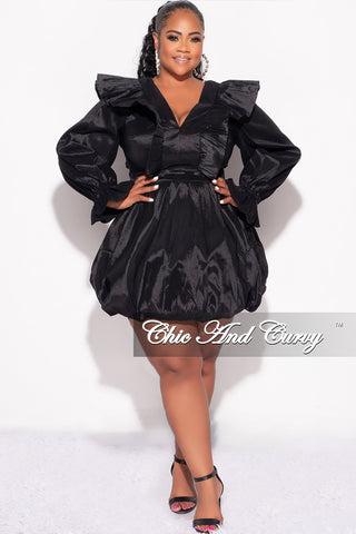 Final Sale Plus Size Short Balloon Dress - in Black