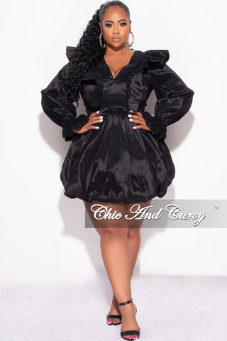 Final Sale Plus Size Short Balloon Dress - in Black