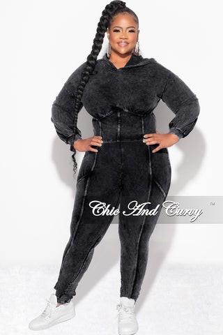 Final Sale Plus Size 2pc Hooded Top and Set in Black