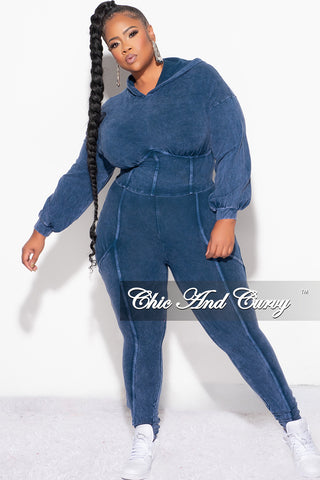 Final Sale Plus Size 2pc Hooded Top and Set in Navy