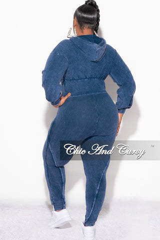 Final Sale Plus Size 2pc Hooded Top and Set in Navy