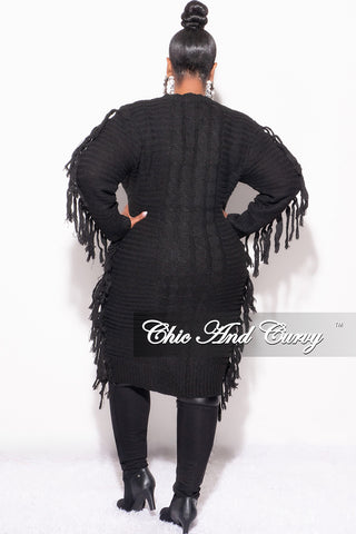 Final Sale Plus Size Fringe Sweater Dress in Black