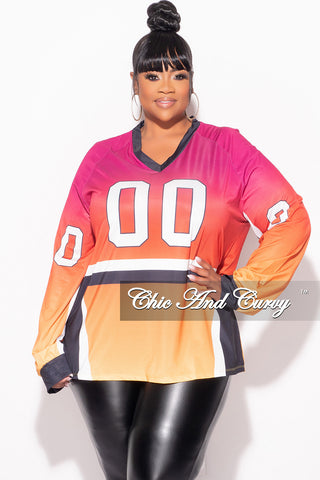 Final Sale Plus Size Jersey Top in Fuchsia Orange Black and Yellow