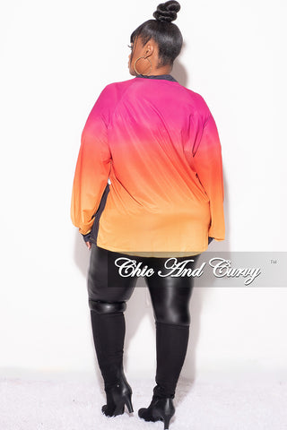 Final Sale Plus Size Jersey Top in Fuchsia Orange Black and Yellow