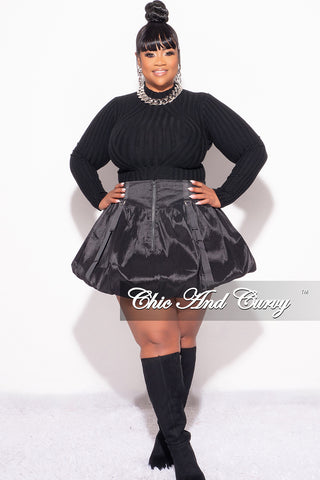 Final Sale Plus Size Bubble Mini Skirt in Black