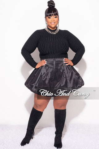 Final Sale Plus Size Bubble Mini Skirt in Black