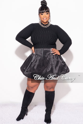 Final Sale Plus Size Bubble Mini Skirt in Black