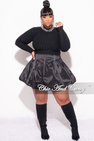 Final Sale Plus Size Bubble Mini Skirt in Black