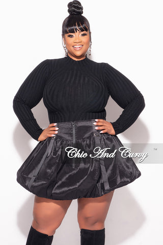 Final Sale Plus Size Bubble Mini Skirt in Black