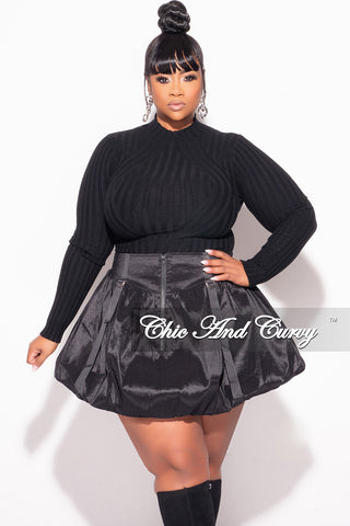 Final Sale Plus Size Bubble Mini Skirt in Black