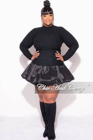 Final Sale Plus Size Long Sleeve Ribbed Turtle Neck in Black