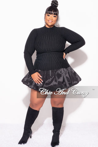 Final Sale Plus Size Long Sleeve Ribbed Turtle Neck in Black