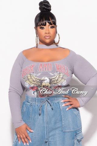 Final Sale Plus Size Ribbed Cutout Top in Grey