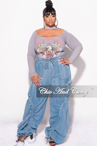 Final Sale Plus Size Ribbed Cutout Top in Grey