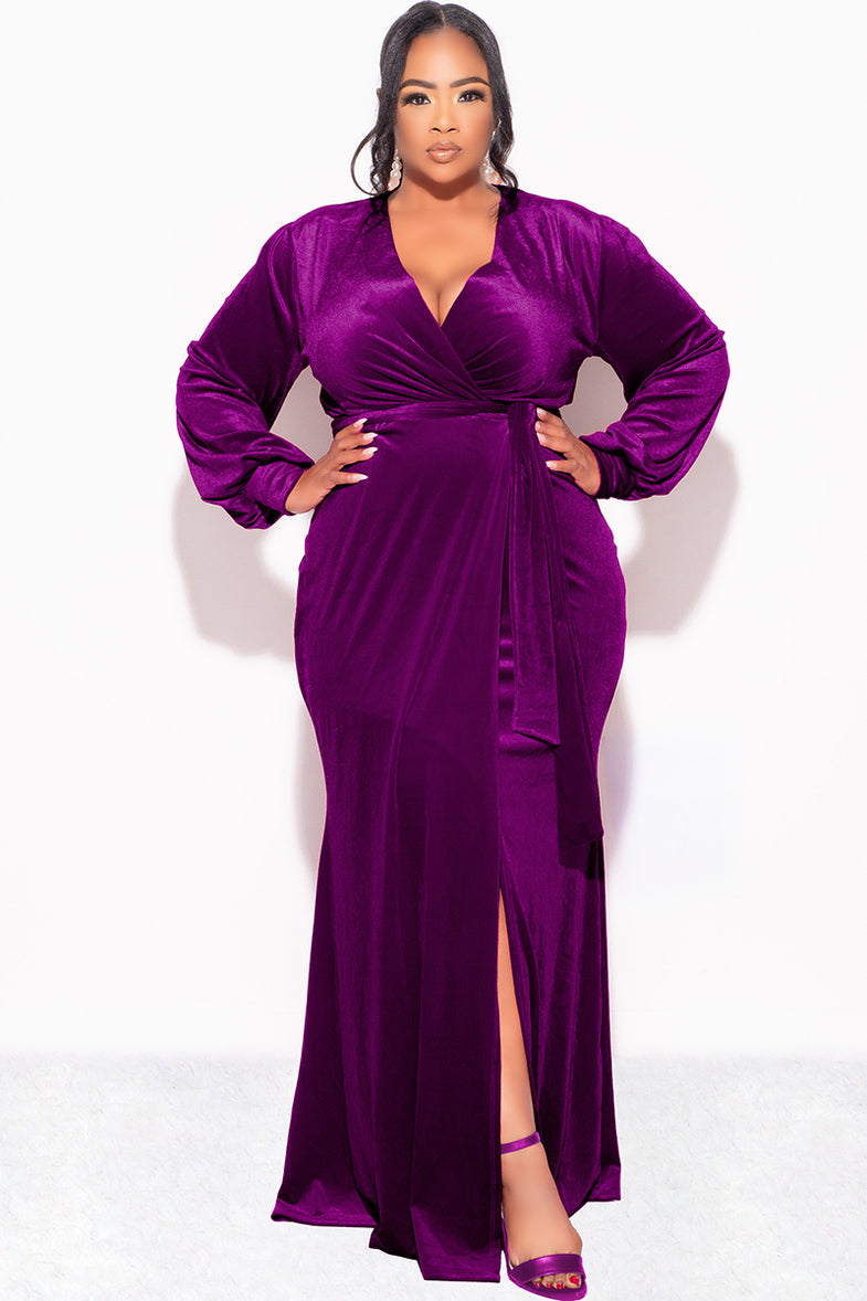 purple velvet wrap dress Mabel Velvet Dress