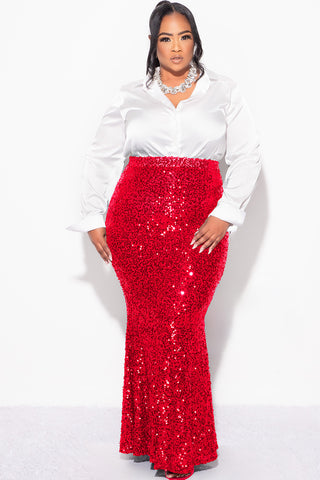 Final Sale Plus Size Sequin Skirt in Red