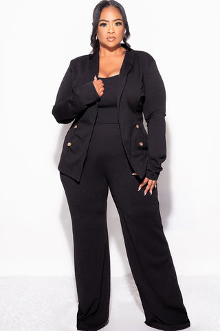 Final Sale Plus Size 3pc Blazer Top and Pants Set in Black