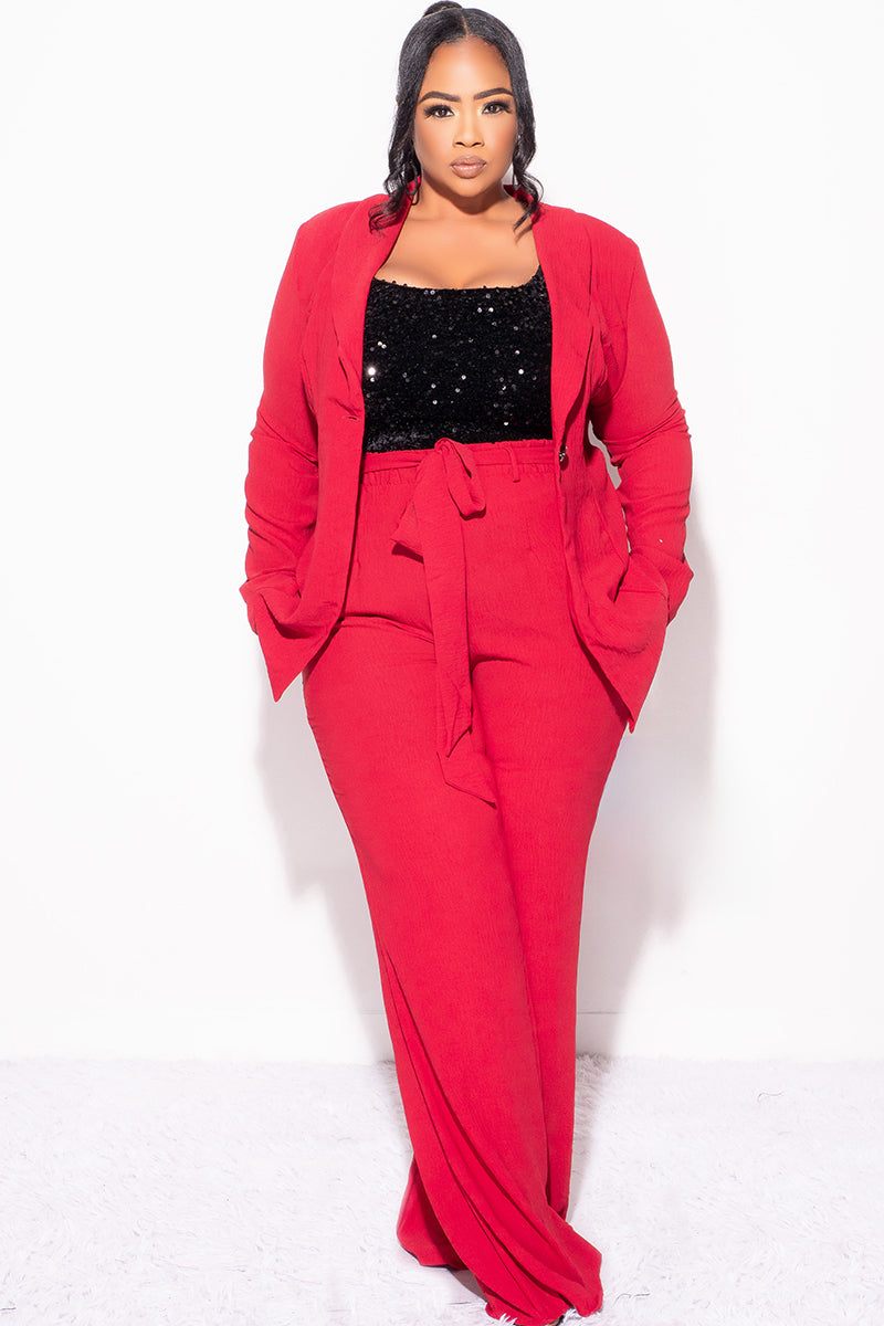 Final Sale Plus Size 2pc Oversized Pants Suit in Burgundy Wine Final Sale Plus Size 2pc Oversized Pants Suit in Burgundy Wine