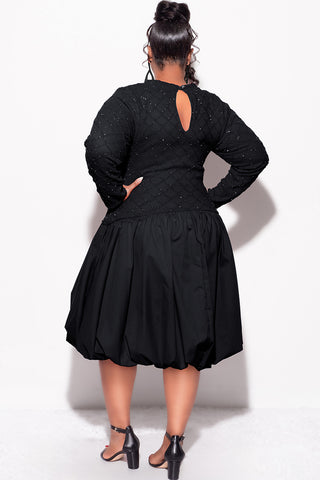 Final Sale Plus Size Shimmer Bubble Dress in Black