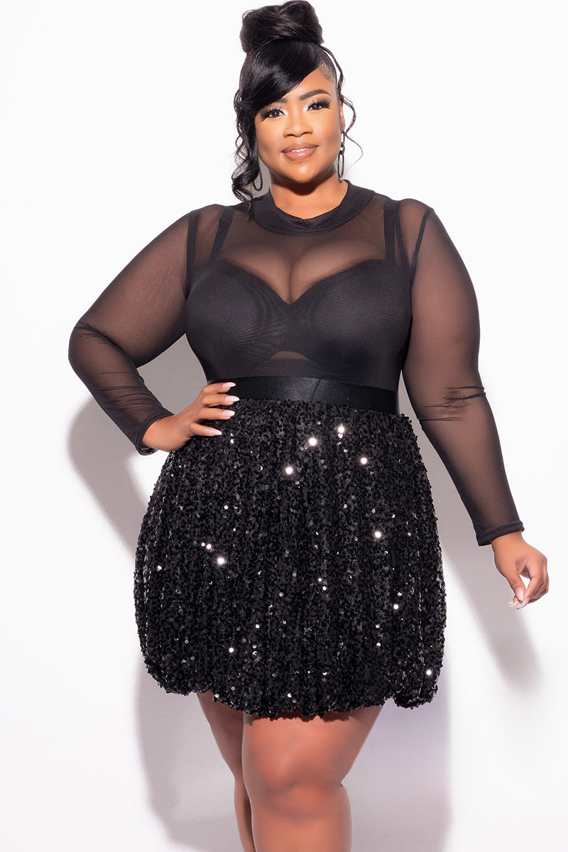 Final Sale Plus Size Bodysuit in Black Mesh